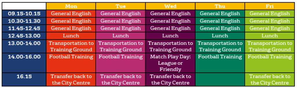 English + football timetable