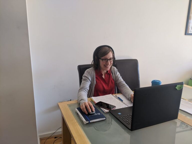 Marie working from home