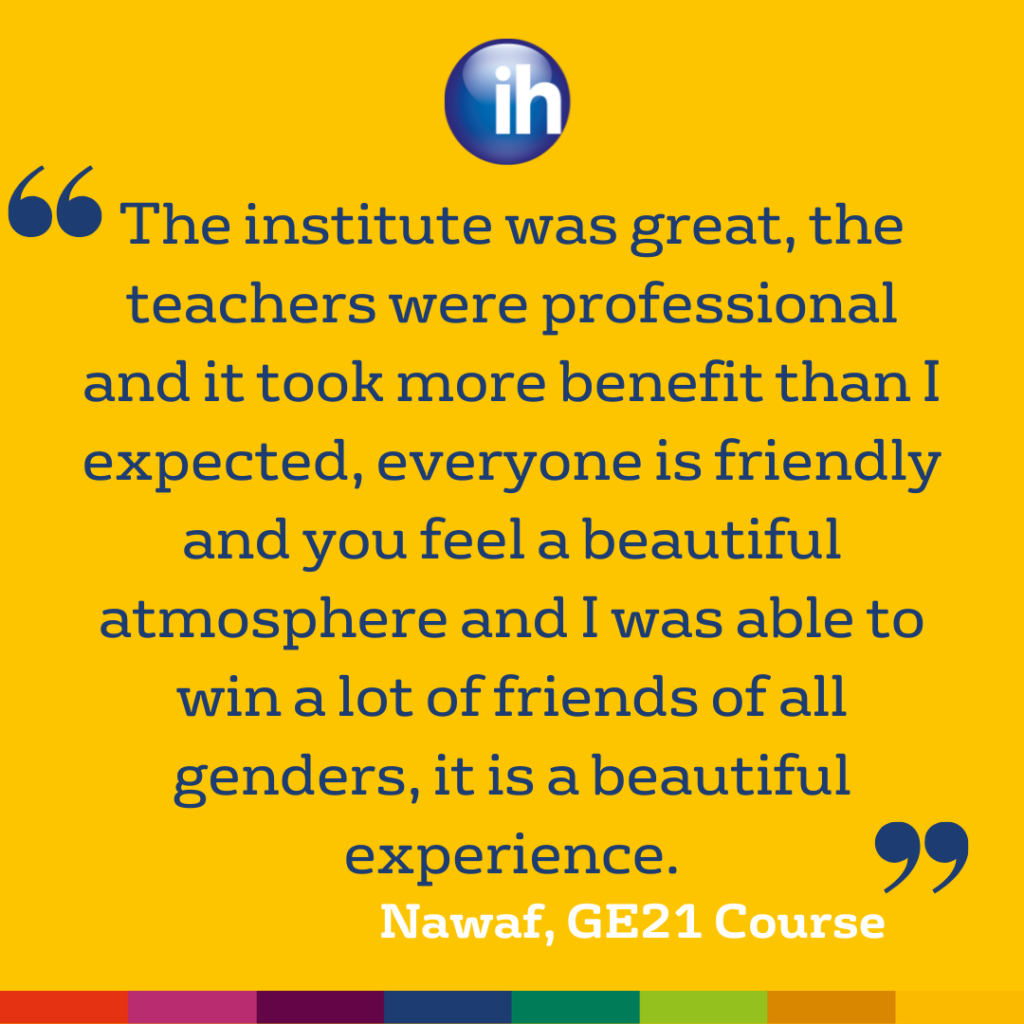 Un testo di testimonianza di Nawaf, del corso GE21, mette in evidenza le recensioni positive degli studenti, elogiando gli insegnanti professionisti dell'istituto, l'atmosfera amichevole e la possibilità di fare amicizia con persone di entrambi i sessi.