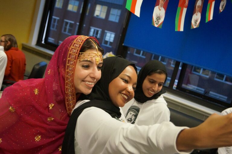 Students celebrating Oman National Day